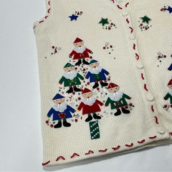 Bobbie Brooks Cotton Blend Christmas Sweater Vest Size Medium - Picture 3 of 15